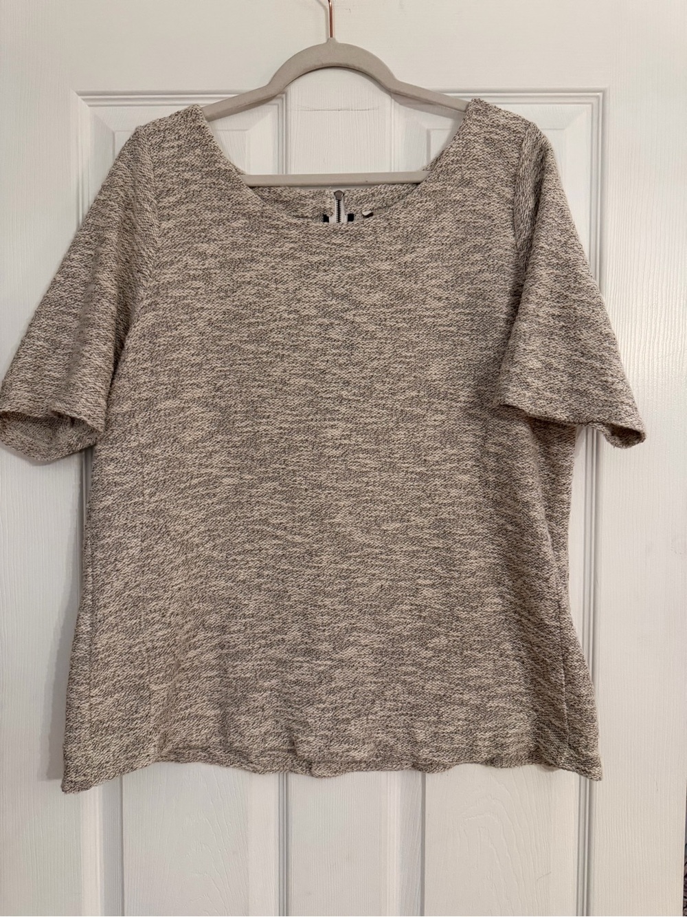 Banana Republic Short Sleeve Heathered Knit Top in Taupe